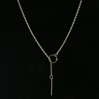 NK547 Punk Women Jewelry Minimalist Tiny Dainty Collier Unique Round Circle Bar Pendant Short Clavicle Necklace For Girl Chain 5