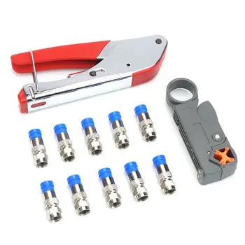 

Hand Compression Crimping Tool Crushing Clamp With Wire Stripping Plier 10Pcs Clamping Connector Extrusion Equipment Kits