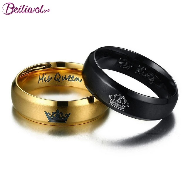 beiliwol crown wedding rings for women his queen her king men couple jewelry black gold - Crown Wedding Rings beiliwol crown wedding rings for women his queen her king men couple jewelry black gold - Crown Wedding Rings