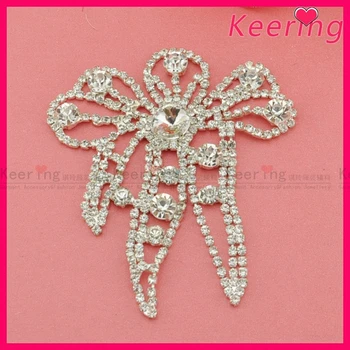 

New Arrival 9.2x 8.2cm Shiny Crystal Applique for Dresses Wholesale WRE-095