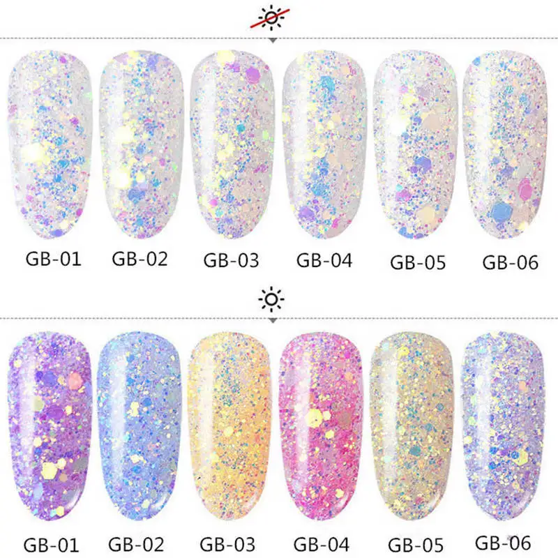 

1pot Optical Light Change Sequins Mixed Size Flakes Chameleon Nail Art Glitters