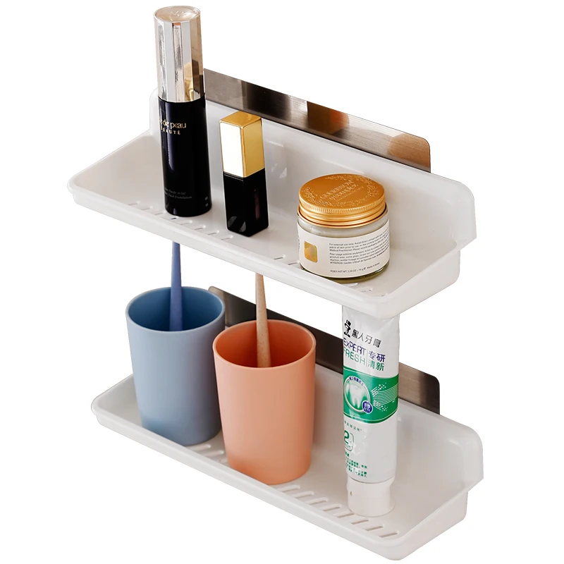 1Pcs Wall Mounted Bathroom Shelves Plastic Material Bathroom Kitchen Storage Basket Bathroom