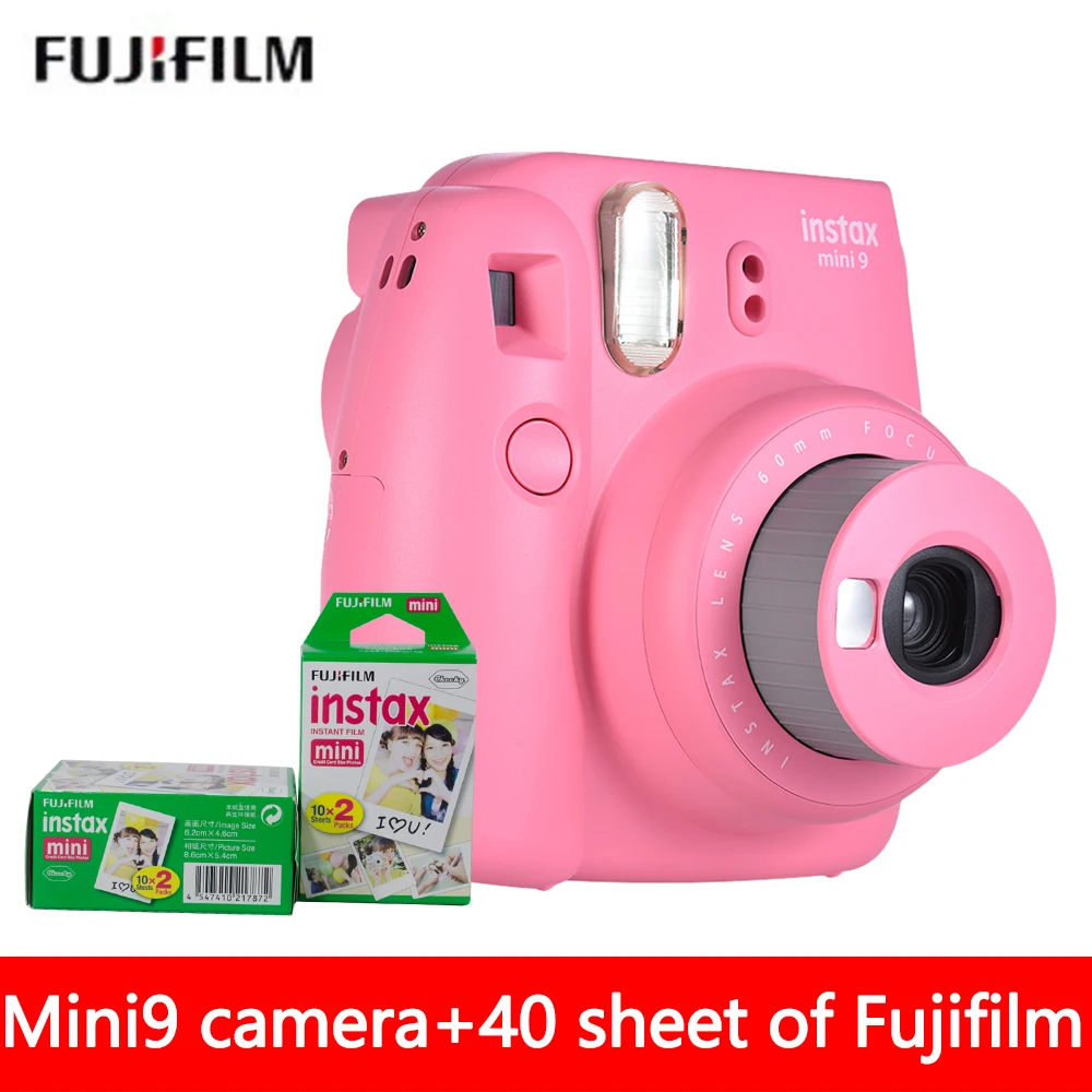 Новая Оригинальная 5 цветов Fujifilm Instax Mini 9 камера моментальной печати+ 40 листов Fuji Instax Mini 8 9 белая пленка+ объектив крупным планом