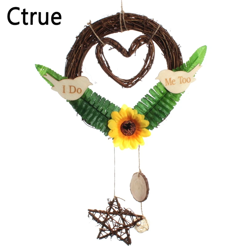 

Natural Rattan Circle Stem Branch Ring Wreath Garland love bird wall Hanging Marriage rustic wedding Decoration centerpieces