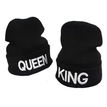 Вязаная шапка с вышитыми буквами KING QUEEN в стиле хип-хоп Skullies, головные уборы для мужчин и женщин, лыжная спортивная шапка для весны и осени