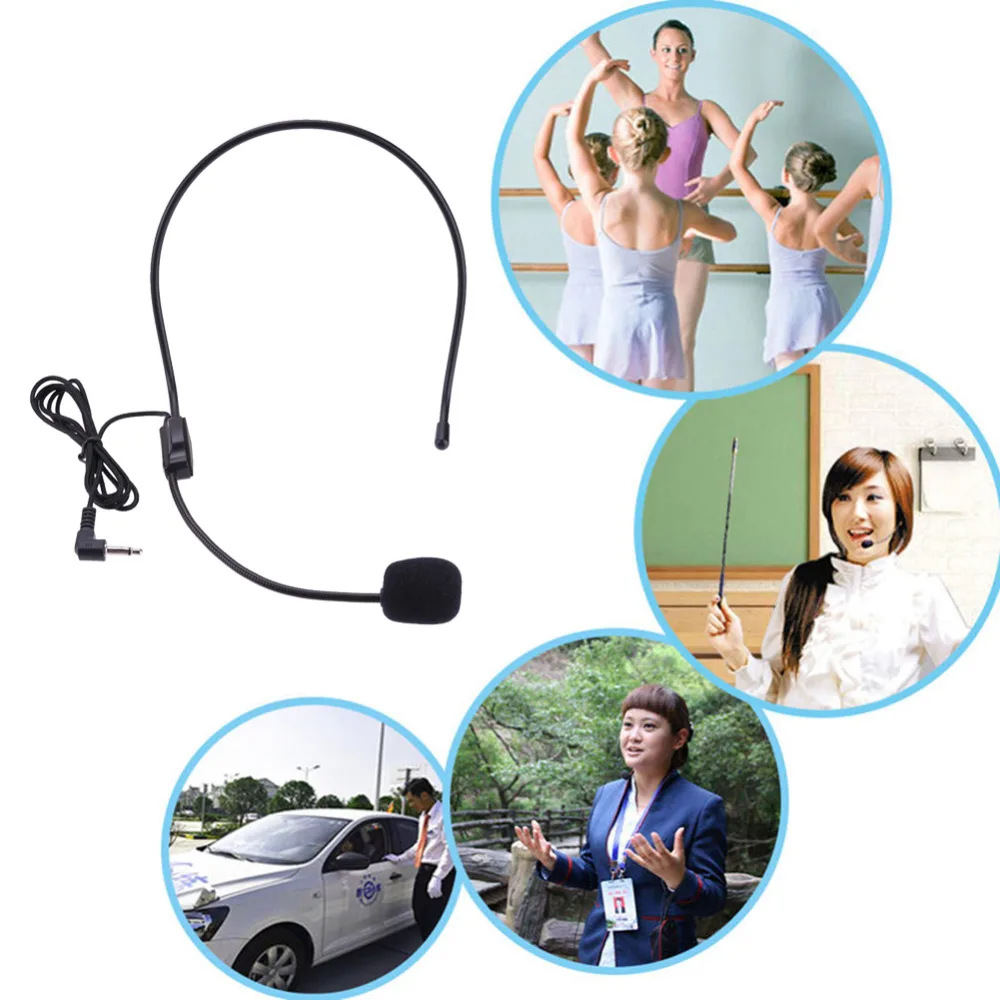 

1 pcs Universal Wired Headset Microphone for Tour Guide Teaching Lecture Portable 3.5mm Jack Condenser Mic For Loudspeaker