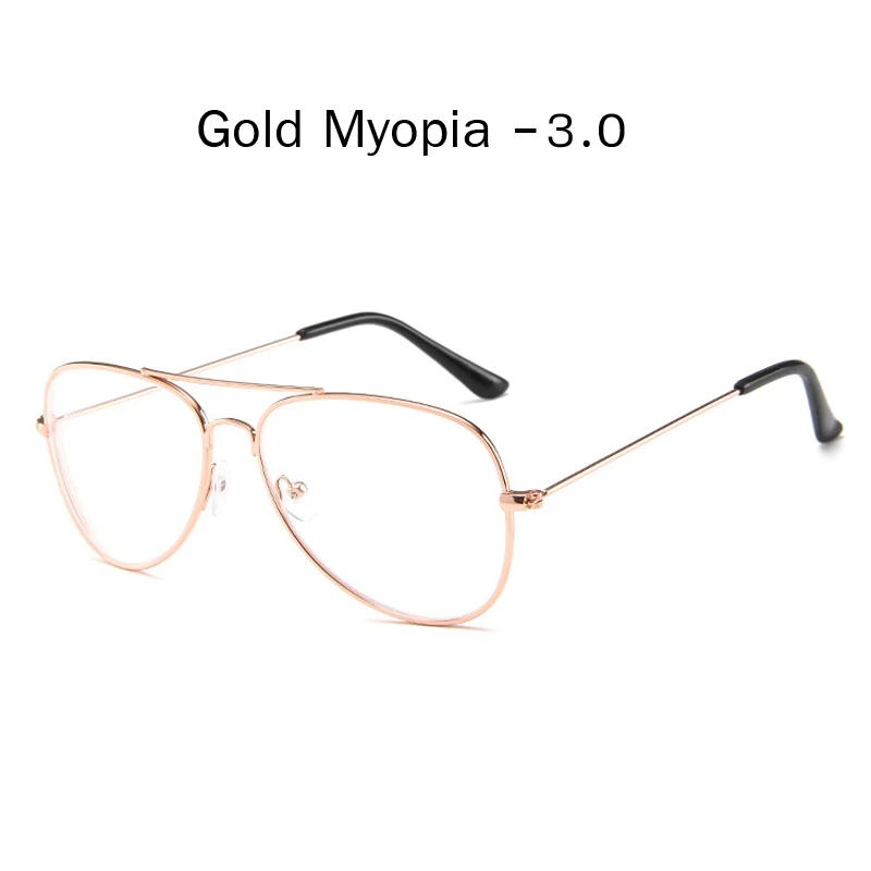 Zilead, металлические очки для близорукости, для женщин и мужчин, очки для пилота, близорукие, для вождения, близорукие-4,0, унисекс - Цвет оправы: gold myopia 3.0