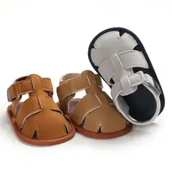 Для маленьких детей мягкая подошва кожа повседневная обувь летние для маленьких мальчиков сандалии для первого года жизни