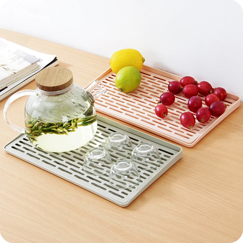 

Cup Storage Trays Kitchen Organizer Double Layer Dish Tray Drainer Multi-functional Drying Rack for Fruit Vegetable Household