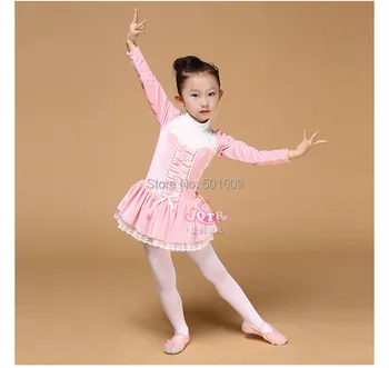

Free ship girls childrens velvet long sleeve pink collar ballet leotard princess tutu dress fairy tale