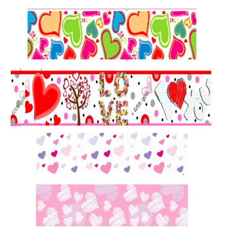 16 25 38 50 75mm width Valentine's Day love hearts printed ...