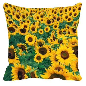 

bIgmUm Pillow Case Bohemian Floral Pillowcase Canvas Decorative sunflower Pillow Cover Bedroom Print Square Several Size