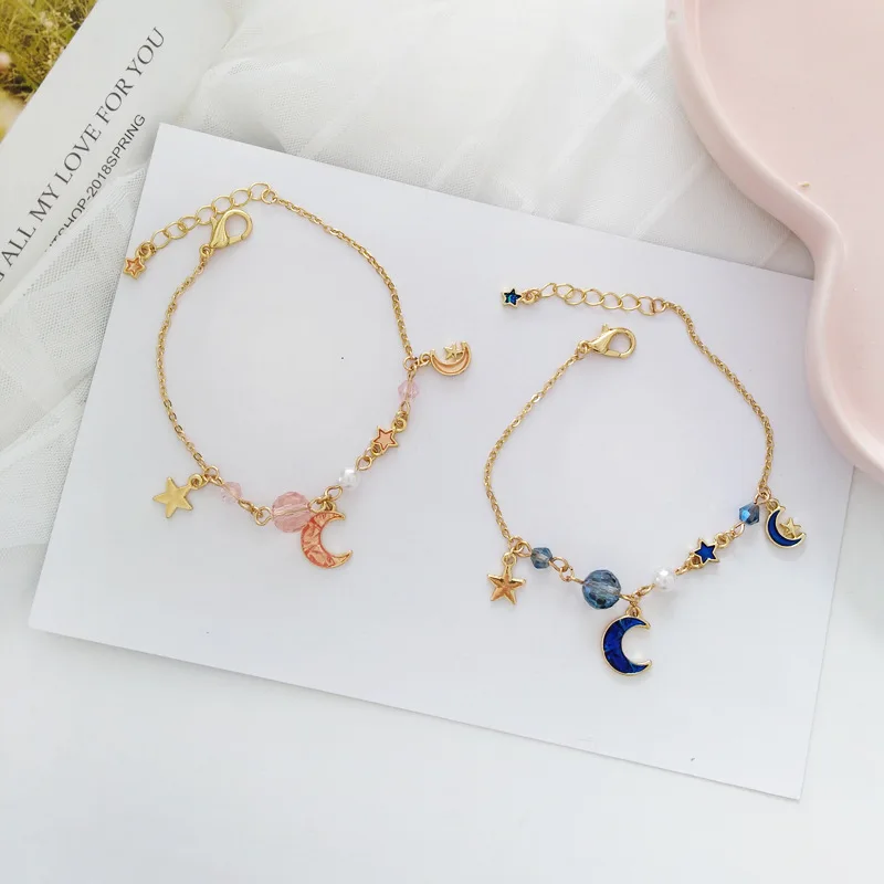 

Korean Japan Moon Star Starry Sky Sweet Cute Chain & Link Bracelets Girls Woman Fashion Jewelry Gifts Summer Holiday-YBF