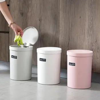 

OTHERHOUSE Household Pressing Type Trash Can Dustbin Waste Bin Garbage Cans With Lid Paper Basket Home Storage Garbage Box Case