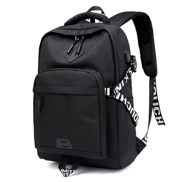 USB школьная сумка для мальчиков и девочек, рюкзак, повседневный рюкзак, рюкзак, Оксфорд, для путешествий, модные рюкзаки для ноутбука, мужской рюкзак, унисекс дизайн - Цвет: black