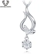 DOUBLE-R Для женщин Природный Diamant Подвески 0.01ct алмаза завод 925 Серебряный кулон Цепочки и ожерелья классический подарок Ювелирные изделия с алмазами