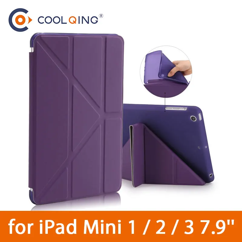 

Soft TPU Tablets Case For iPad Mini 1/2/3 7.9 Multi-folded Smart TPU+PU Tablet Case Protective Cover For iPad Mini Case 7.9 Case