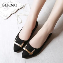 Gersri/Женская обувь на плоской подошве без застежки; балетки на плоской подошве; модная металлическая кнопка; женская повседневная обувь с острым носком; большие размеры; женские тонкие туфли