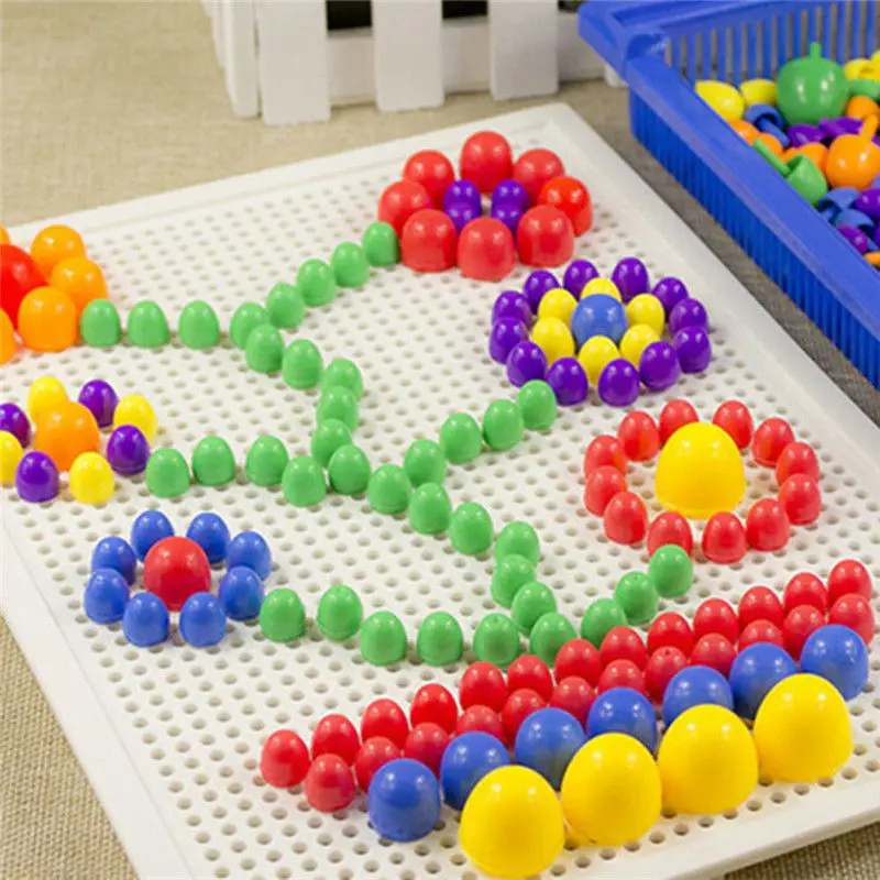 50XSet Of 296pcs 296pcs Mushroom Nails Jigsaw Peg Game Puzzle Pegboard