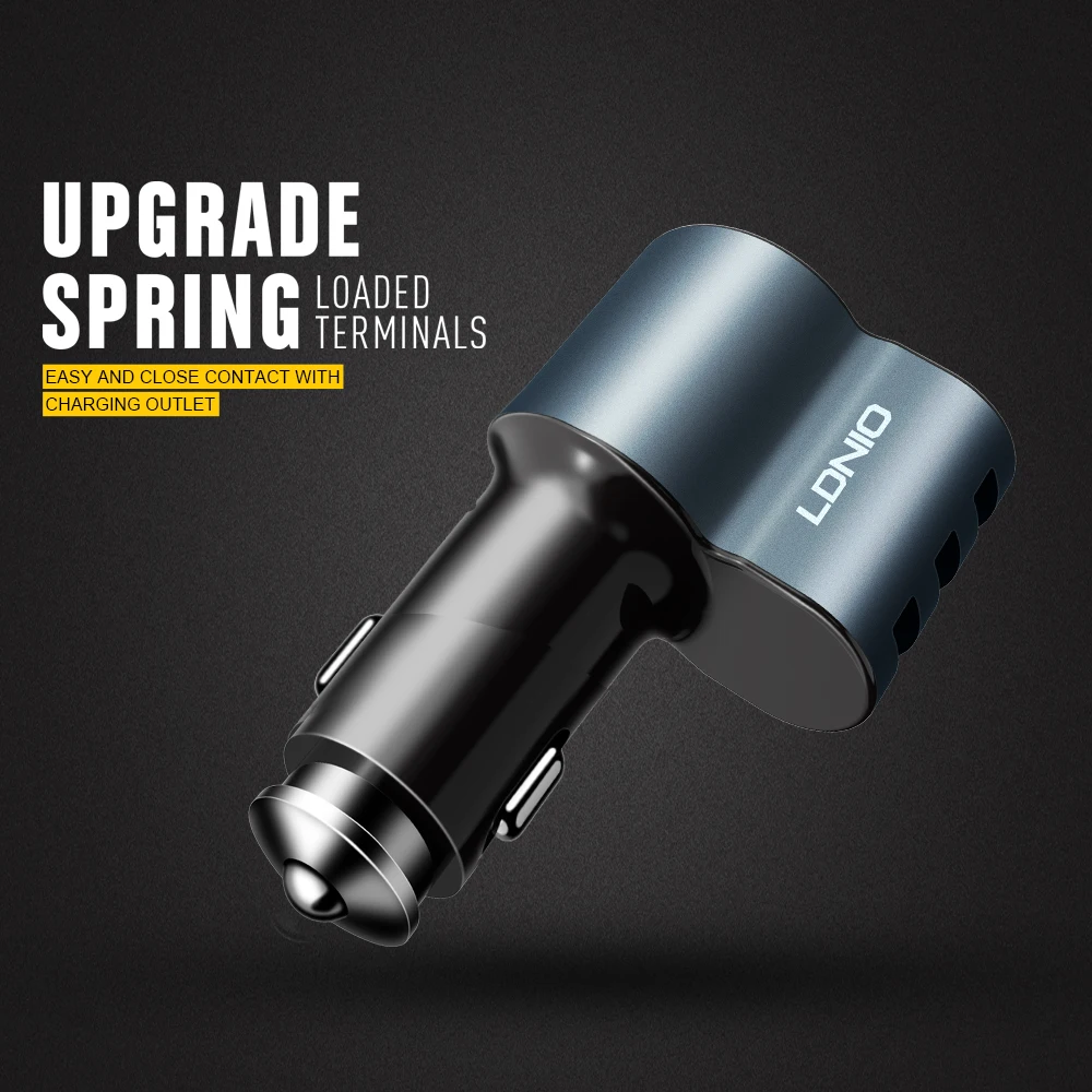 LDNIO 3 USB выход 2.4A Макс реальная Быстрая автомобильная зарядка Продажа с кабелем Type