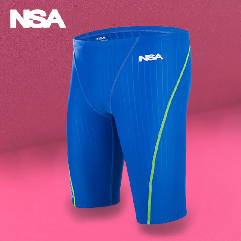 NSA Swimming Jammer Men Boys Swimwear Shorts Solid Jammer Swimsuit