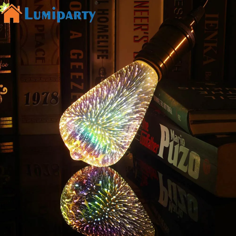 LED Light Bulb 3D Decoration Firework Bulb 85 265V ST64 Bottle Heart