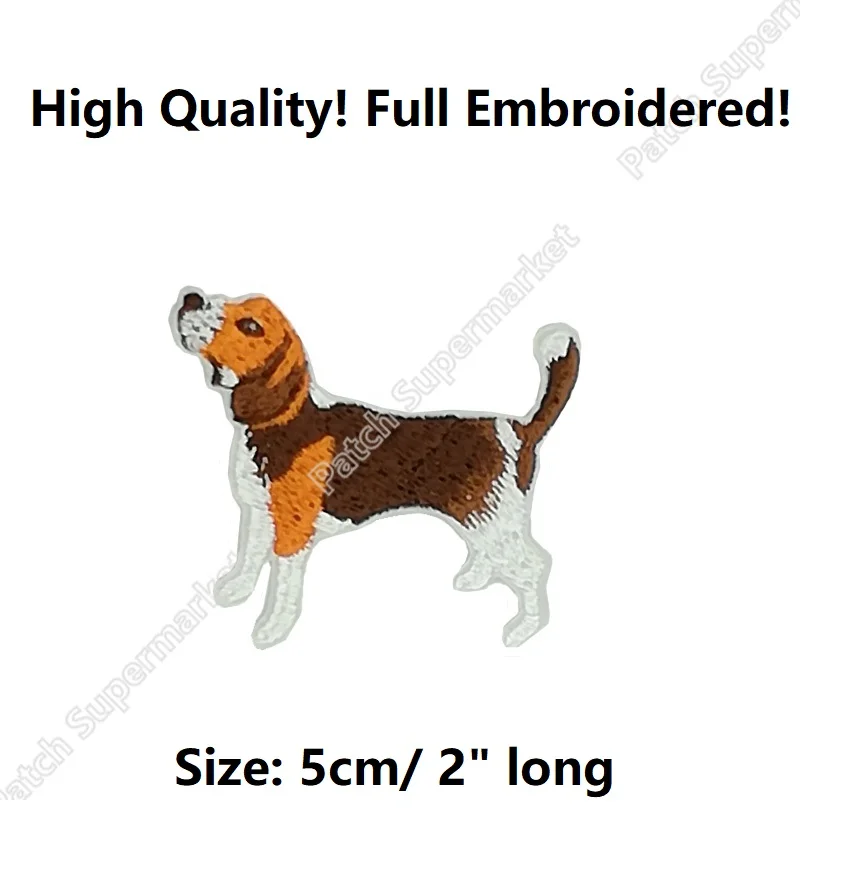 

HIGH QUALITY Beagle Brown White Dog Pet Cute Craft iron on Patches Full Embroidered Cartoon Animal Badge children clothing
