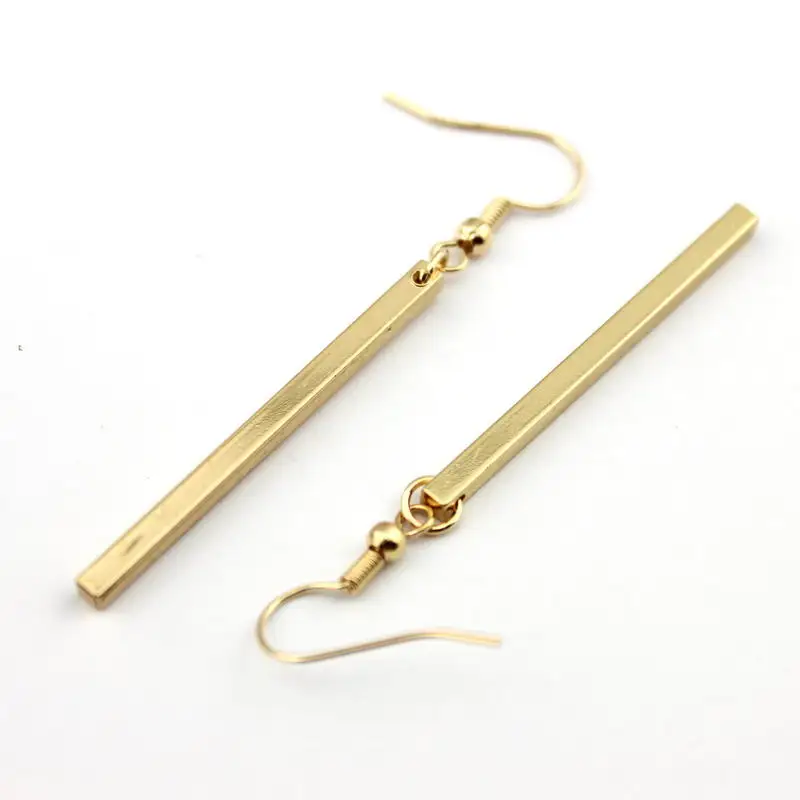 

2017 Fashion Gold Silver Bar Dangle Earrings for Women Minimalist Long Earrings Geometric Thin Cuboid Drop Earrings Wholesale