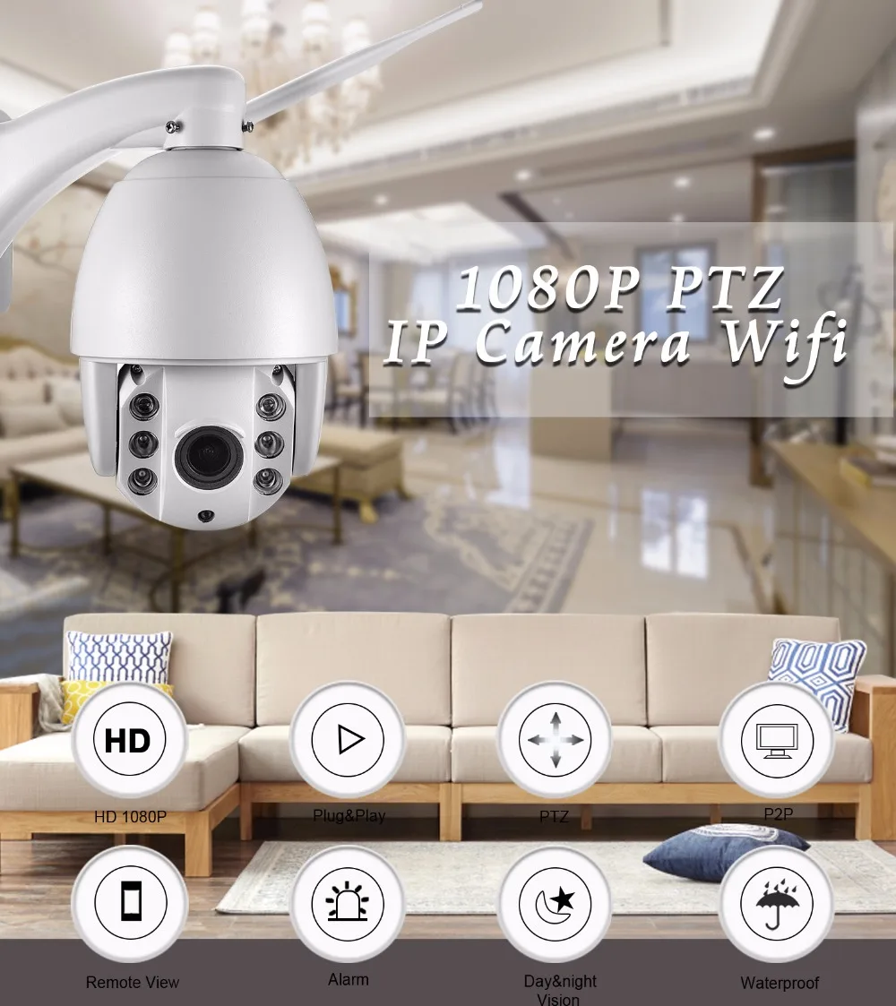 Stardot Мини Wi-Fi Камера 1080 P HD PTZ панорамирования/наклона/зум Автофокус ИК Ночное видение 60 м P2P открытый IP CCTV Камера Беспроводной wif