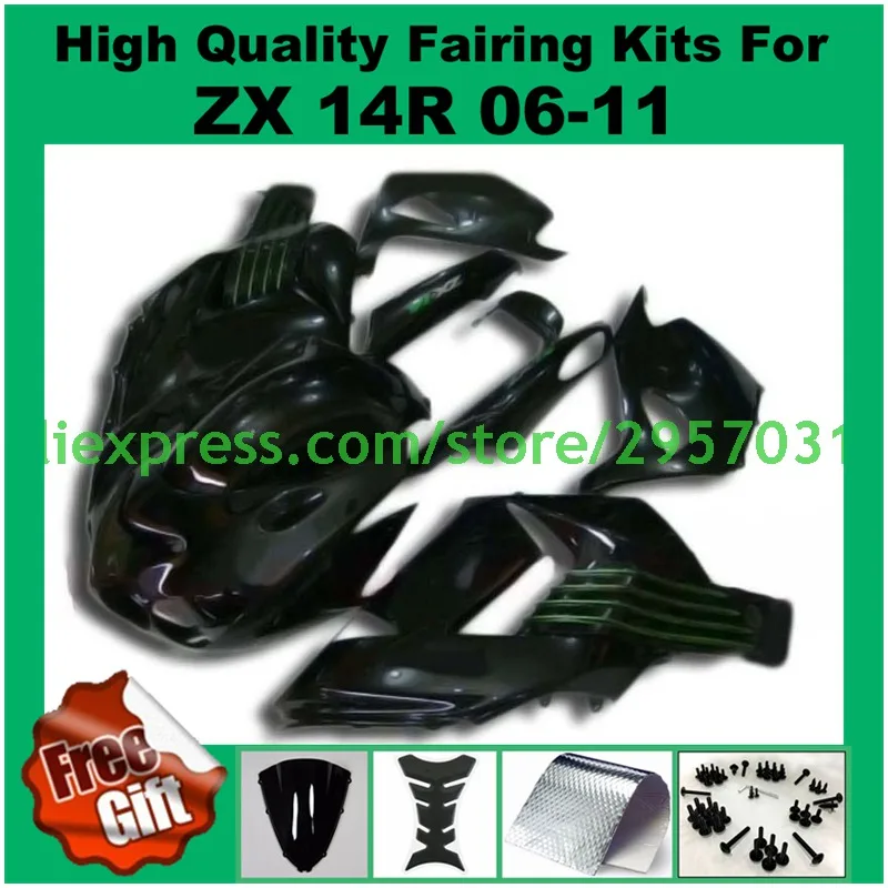 

Free screws+gifts for KAWASAKI Ninja ZX14R ZZR1400 06 07 Injection mold 2006-2011 ZX 14R Black 06 07 2006 2007
