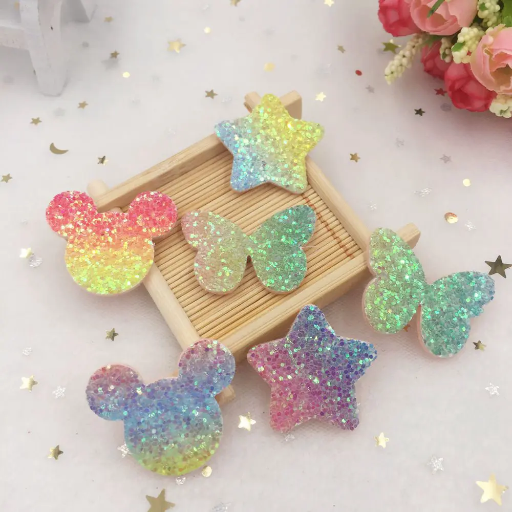 

New 16pcs Felt Fabric Glitter Paillett Rainbow Mashup Applique Wedding DIY Patch A514