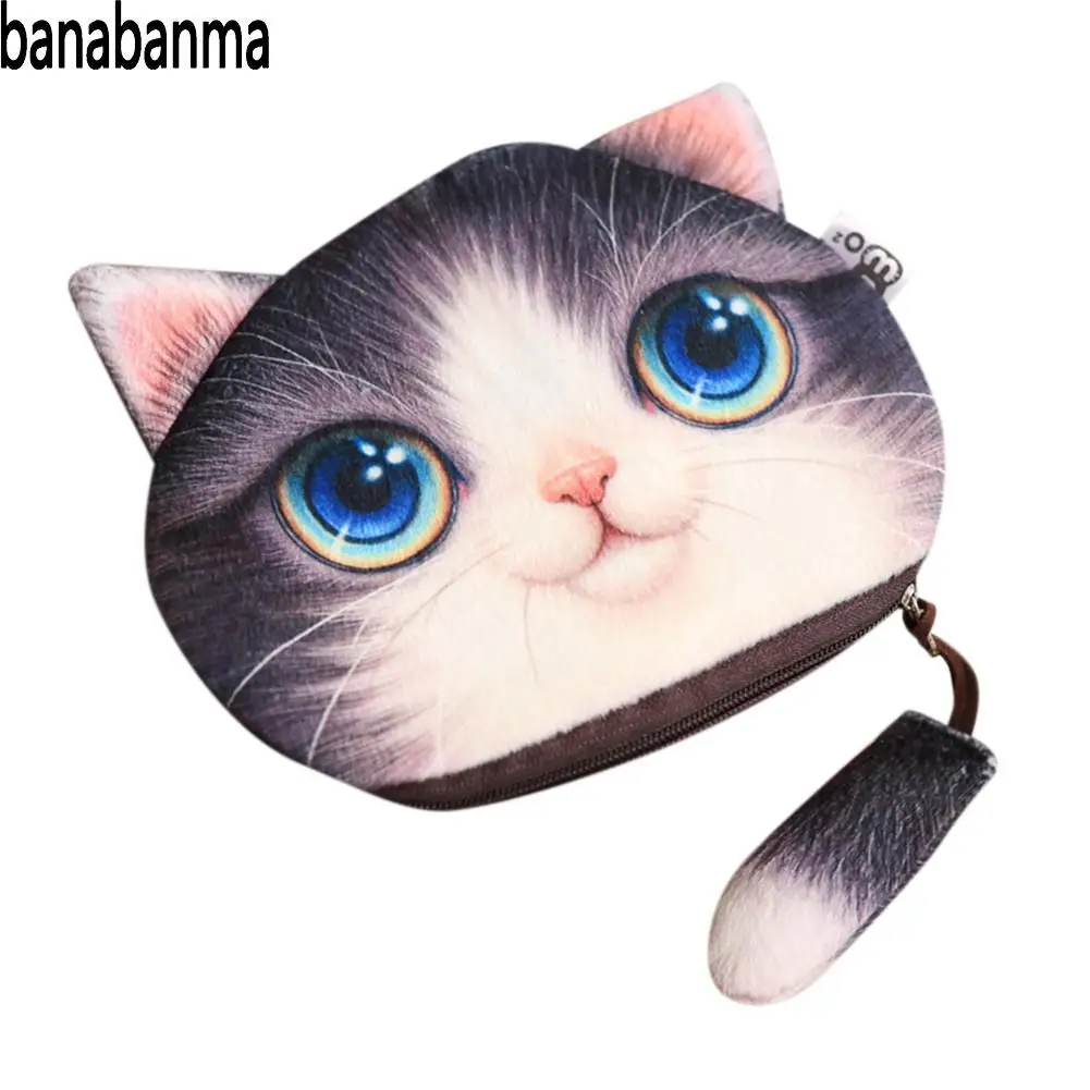 Banabanma 3D милый кошелек с принтом в виде кошачьей мордочки кошельки для монет