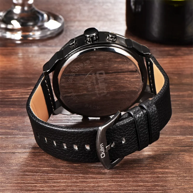 Oulm Big Watches for Men Multiple Time Zone Sport Quartz Clock Male Casual Leather Two Design Luxury Brand Men's Wriswatch