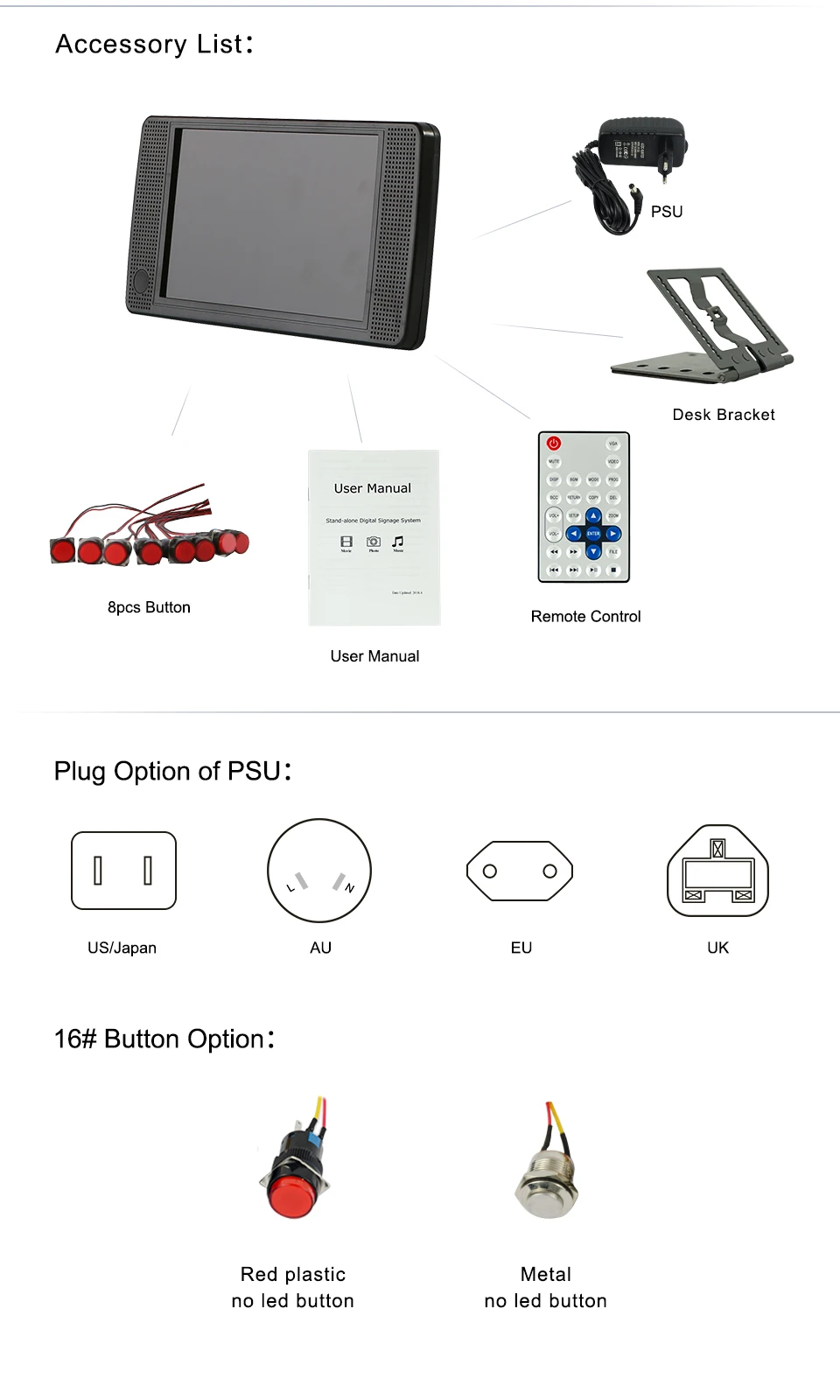 USB SD карта супермаркет видео плеер, который воспроизводит mkv файлы lcd 7 дюймов HD встроенный динамик кнопка управления рекламный плеер