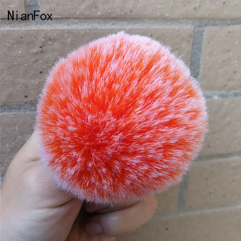 NianFox 1 шт. 7,5 см двухцветный белый помпон с помпоном из искусственного меха кролика рекс брелок для ключей черный винный оранжевый Фрост имитация волосяного шарика