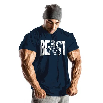 

New Men Gyms Hoodie Cotton T-Shirt Short Sleeve Fitness Clothing Bodybuilding Slim Fit Sportwear Hoodie Hoody T Shirt