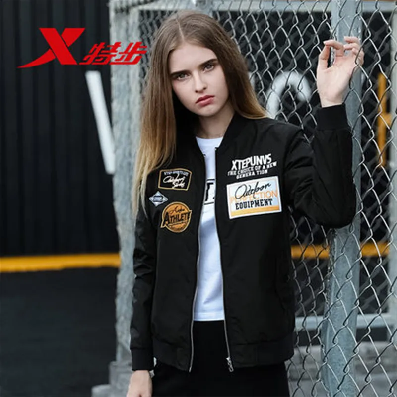 Xtep 2018 Харадзюку значок для женщин беговые бейсбольные куртки спортивное пальто