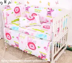 Акция! 6 шт. Пеленальные принадлежности комплект 100% хлопок Шторы кроватки бампер моющиеся детская кровать бампер, включают :( бампер + лист +