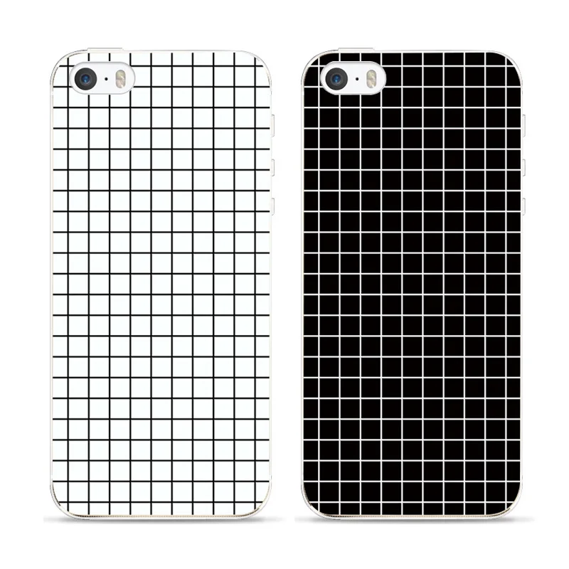 

Spring Lemon For iPhone 8 8plus 7 7plus X XS XR XS MAX Soft TPU Case Black White Grid Fashion Match Brand Phone Case For 5 5C SE