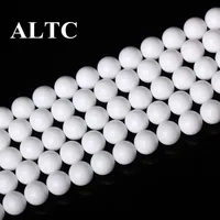 4-12 мм Оптовая Продажа бусины из натурального камня для бисероплетения белый круглый камень россыпью бисер Diy бусины для изготовления ювелирных изделий - изображение