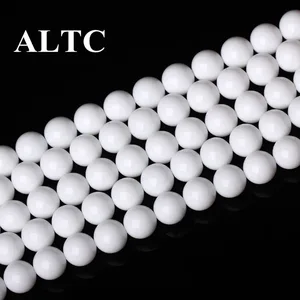 4-12 мм Оптовая Продажа бусины из натурального камня для бисероплетения белый круглый камень россыпью бисер Diy бусины для изготовления ювелирных изделий - изображение