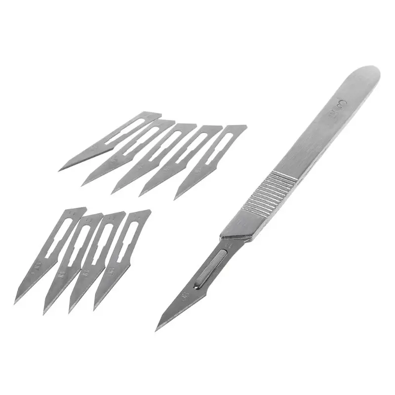 Нож для скальпеля с 10 лезвиями для лепки 11# DIY Резак для гравировки набор для ремонта плат набор ручных инструментов