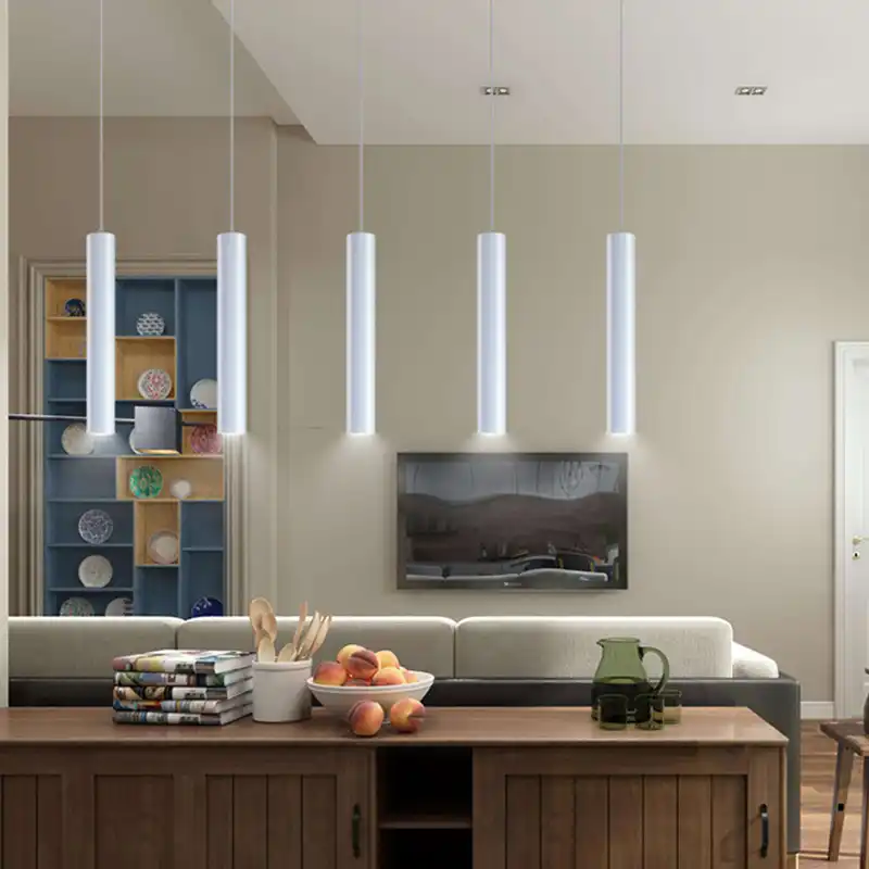 Lámpara colgante led de tubo moderno largo para cocina, tienda, comedor