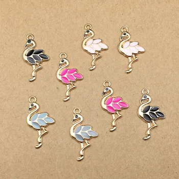 

Wholesale 100pcs 15*31MM Enamel Alloy Animal Bird Shape Jewelry DIY Charms Gold Tone Plated Oil Drop Floating Pendant Charms