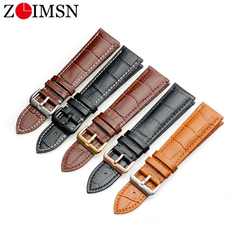 Ремешок для часов ZLIMSN из натуральной кожи браслет Tissot Seiko DW Longines samsung gear huawei Watch GT 16