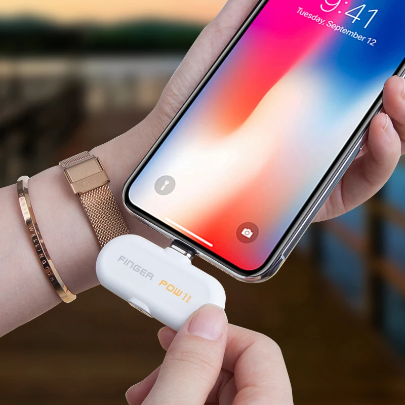 Fingerpow 1100 мАч Мини банк питания для iPhone/Android/Type C Магнитный USB кабель зарядки данных