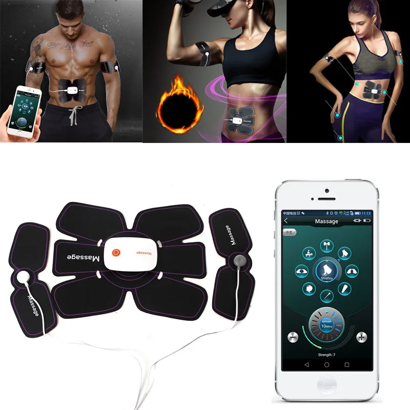 Abdominal Rollers Muscle Trainer Smart App Electronic Muscle Stimulator Exerciser Machine Slimming Fitness Massage Equipment