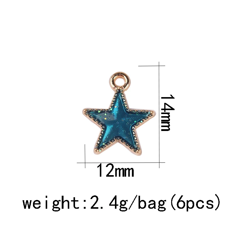 6 шт./лот, новинка, золотой цинковый сплав, голубая луна, подвески в виде звезд, подвеска для DIY, модное ожерелье, ювелирные изделия, серьги, аксессуары - Окраска металла: 7