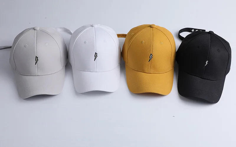 

2017 Lightning Yellow Baseball Cap Black Women Bone Long Belt With Rings Hip Hop Caps Casquette Men Cotton Peaked Hats Gorras