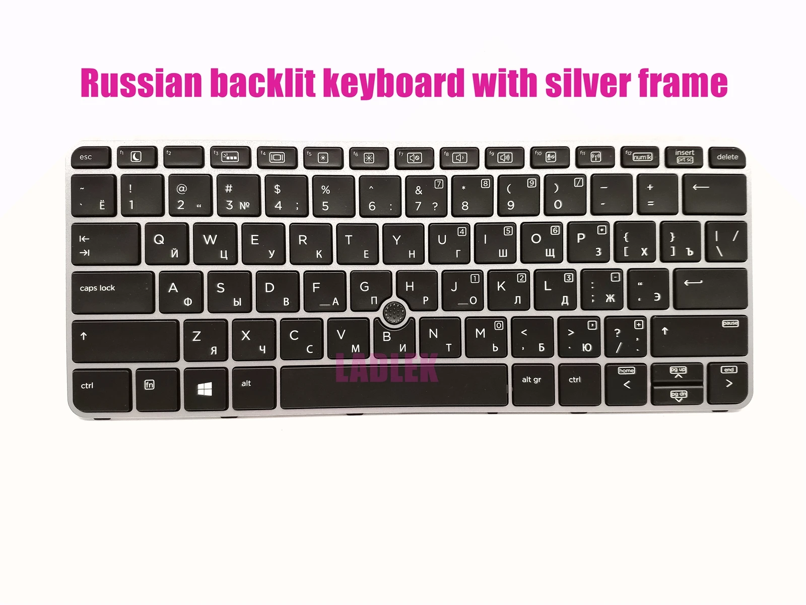 

Russian backlit keyboard for HP Elitebook 725 G3/820 G3/725 G4/820 G4/828 G4 with silver frame and trackpointer